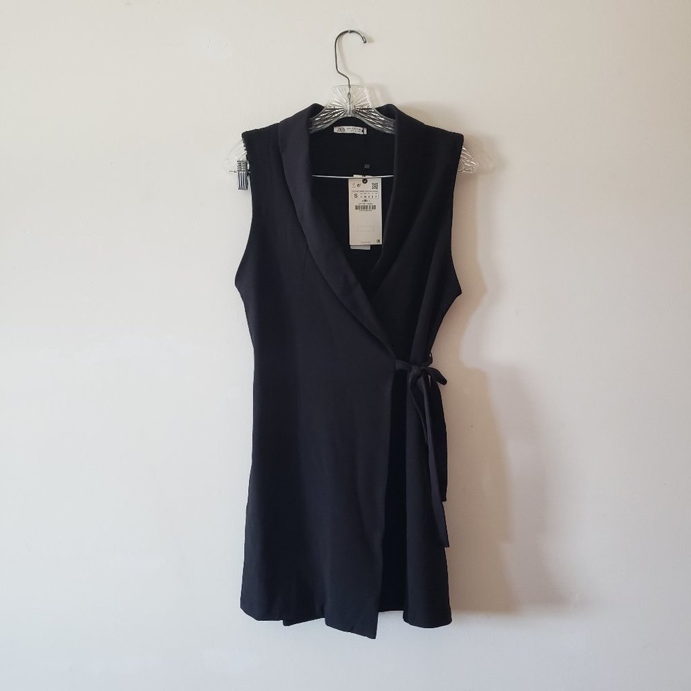 NWT Zara Black Wrap Dress Small